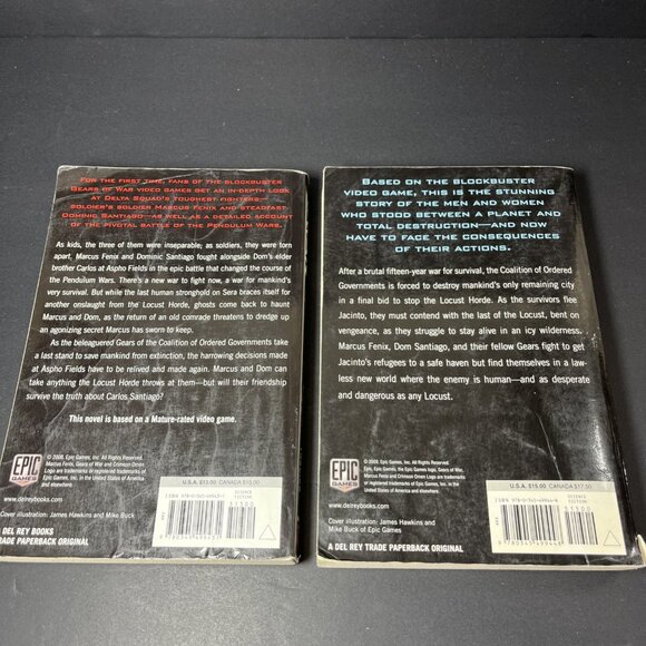 Lot Of 2 Gears Of War Aspho Fields / Jacinto’s Remnant By Karen Traviss SC US - Picture 3 of 16